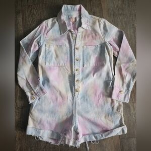 Tie dye denim romper